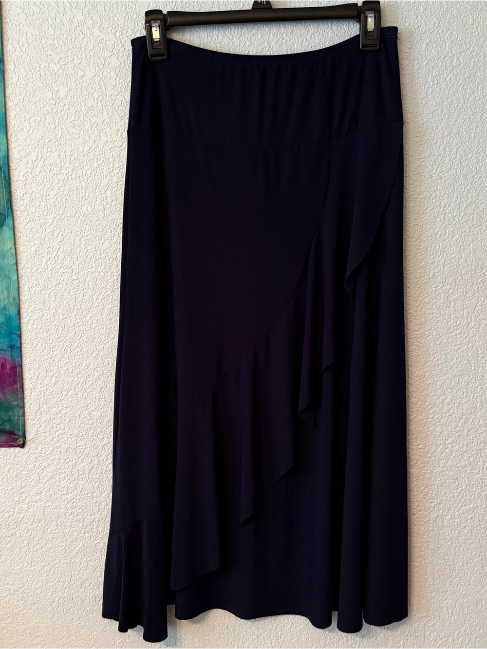 Women's Navy Blue Ruffle Midi Skirt by JasonMaxwell